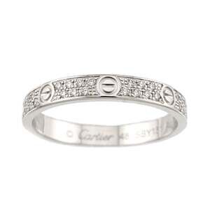CARTIER 18k Silver Diamond Love Ring #48